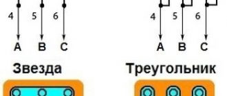 Схемы соединения асинхронного двигателя в звезду и треугольник 1